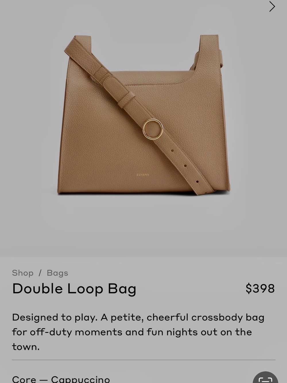 Double Loop Bag — Cappuccino Leather Crossbody